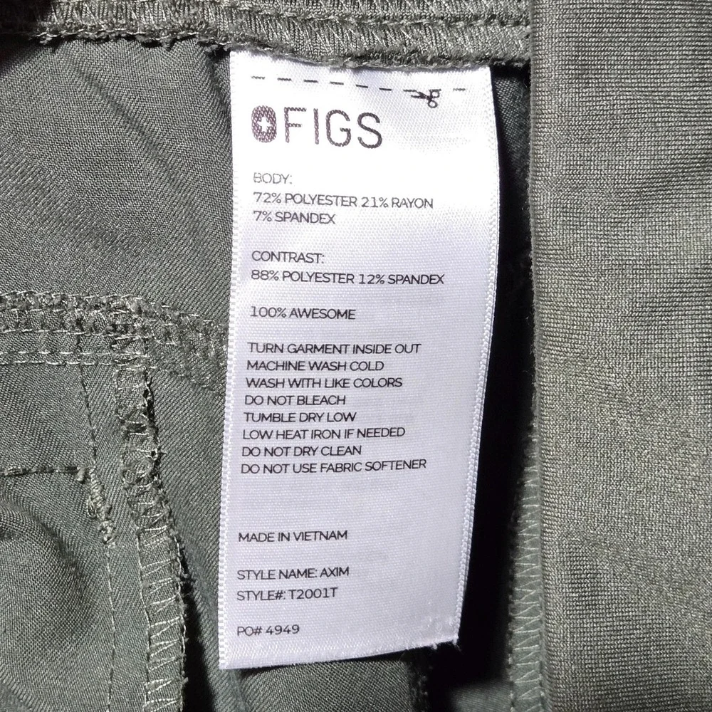 Figs Scrub Pants Mens M Tall Dark Moss Green Axim Cargo Straight Leg Classic Fit